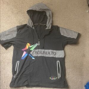 Gray Hooded Sweatshirt with Colorful Star